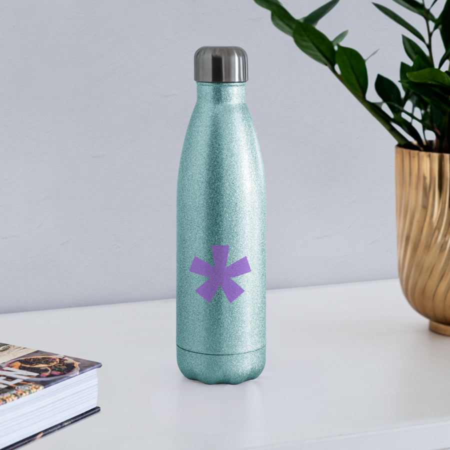 FitFarty Insulated Stainless Steel Water Bottle - turquoise glitter