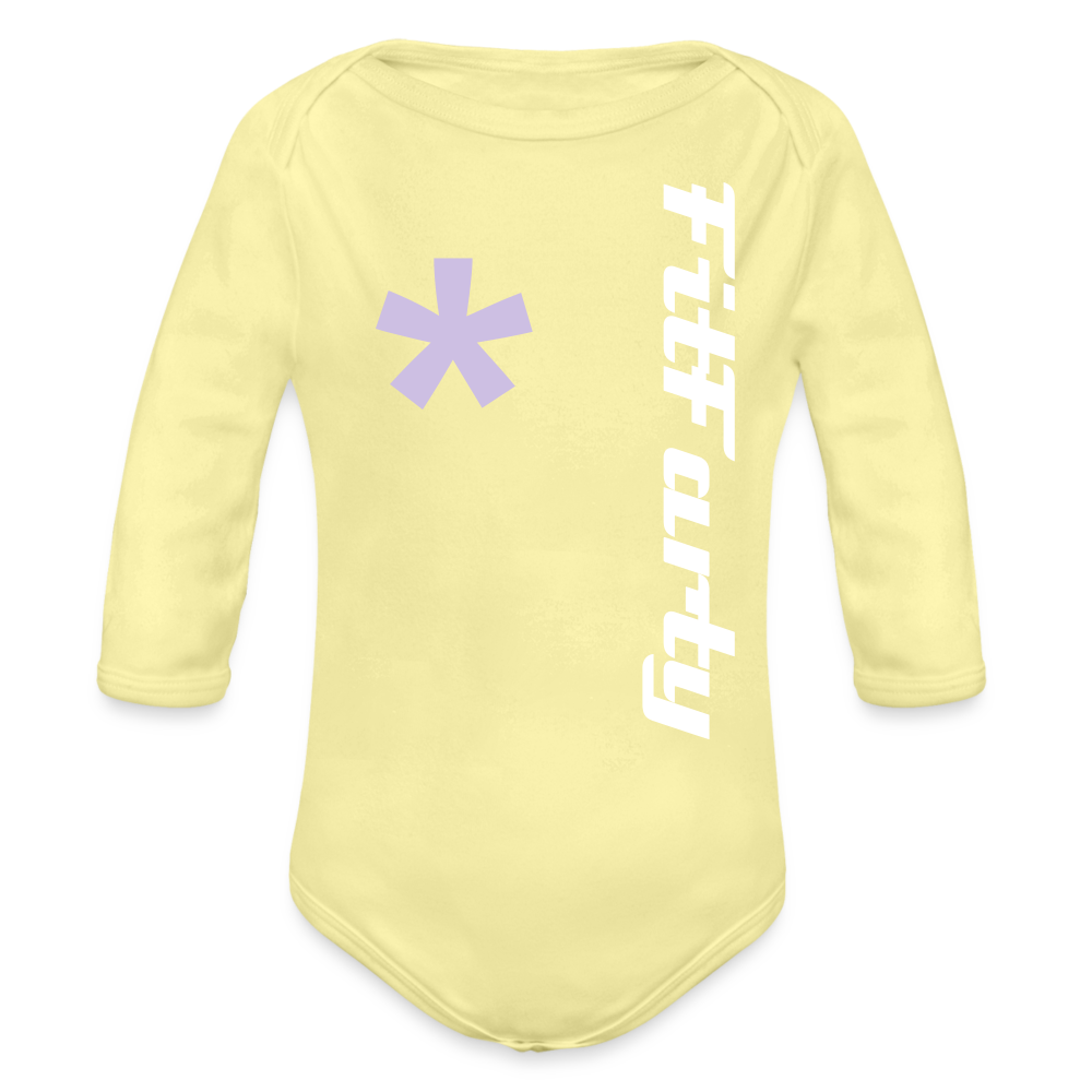 FitFarty Organic Long Sleeve Baby Bodysuit - washed yellow