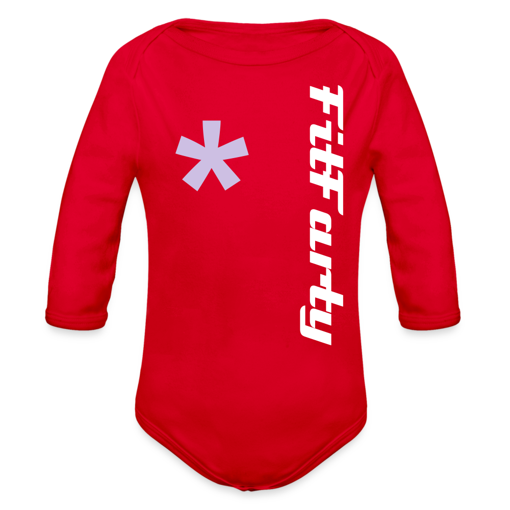 FitFarty Organic Long Sleeve Baby Bodysuit - red