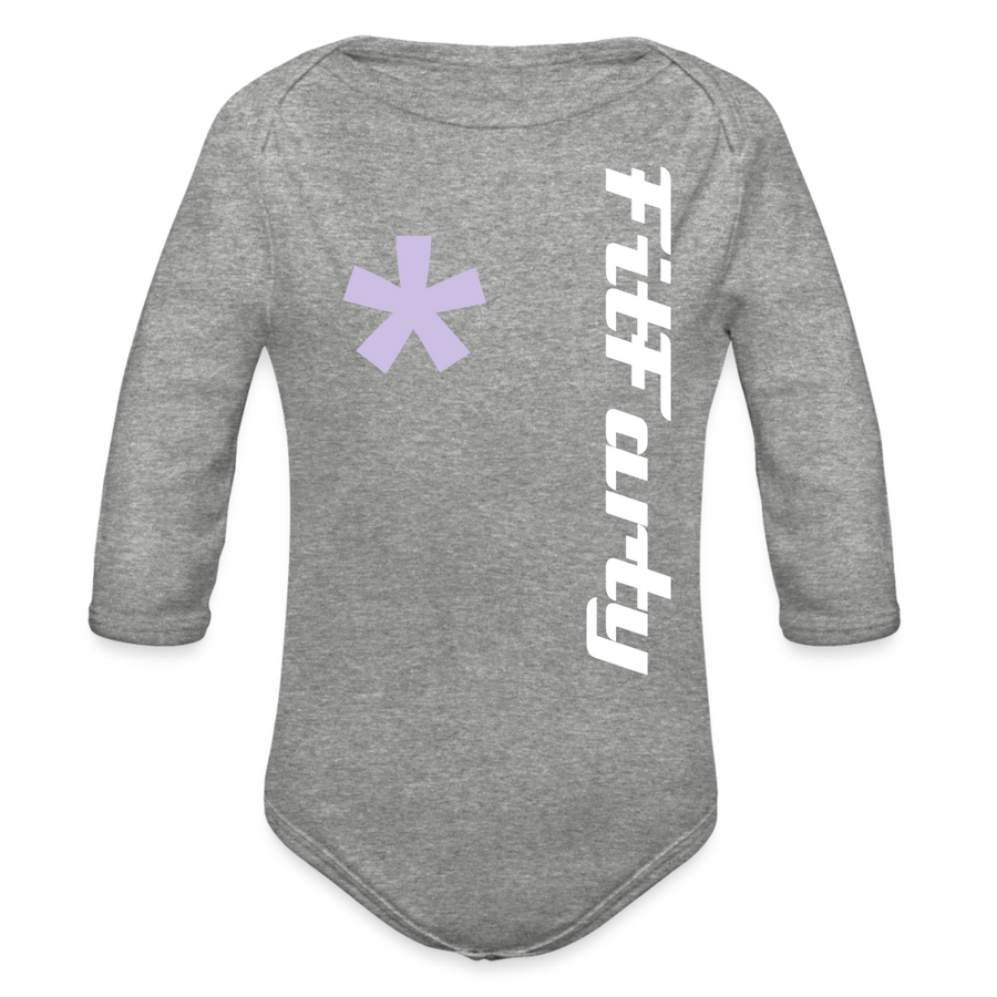 FitFarty Organic Long Sleeve Baby Bodysuit - heather grey