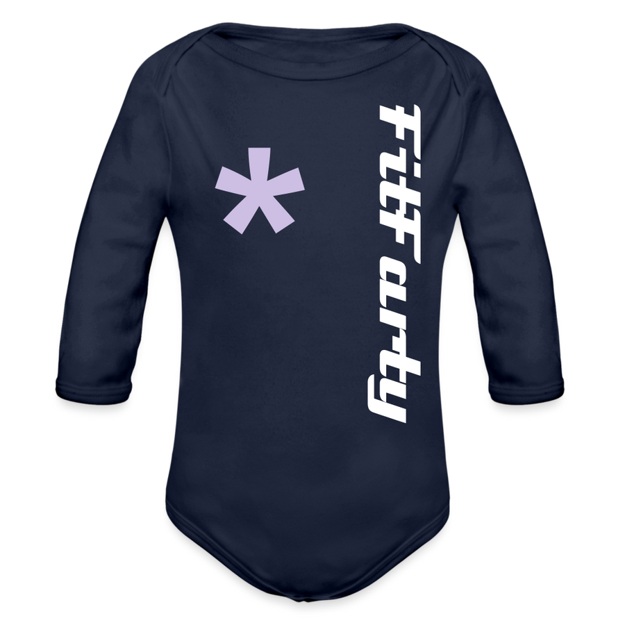 FitFarty Organic Long Sleeve Baby Bodysuit - dark navy