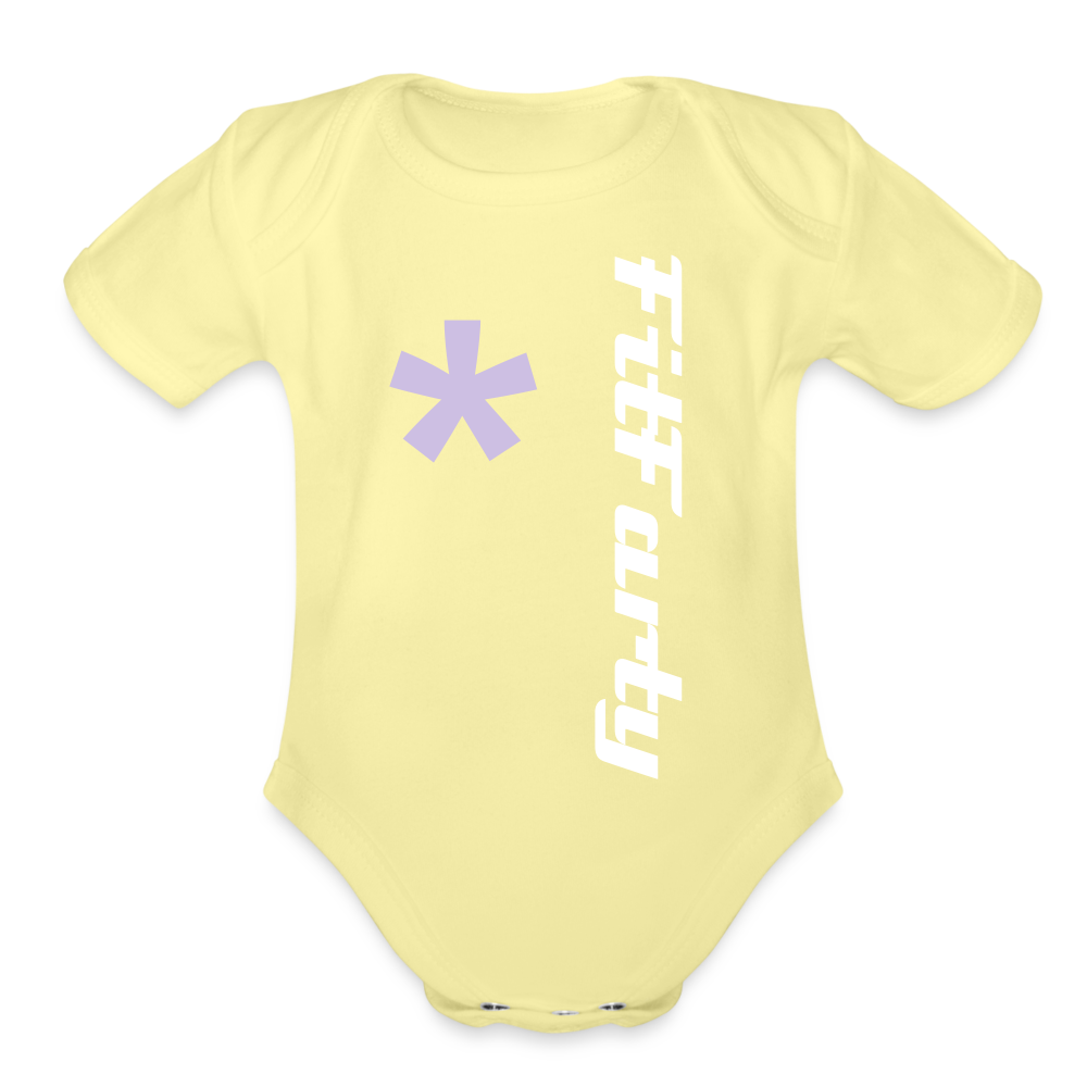 FitFarty Organic Short Sleeve Baby Bodysuit - washed yellow