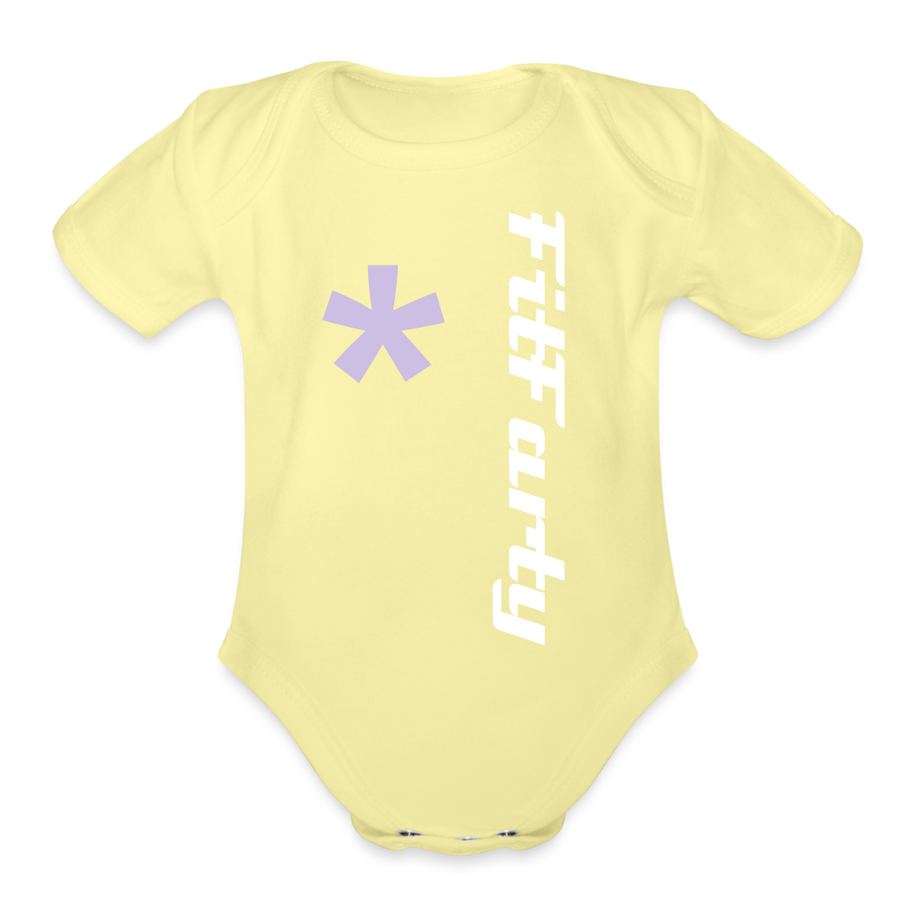 FitFarty Organic Short Sleeve Baby Bodysuit - washed yellow