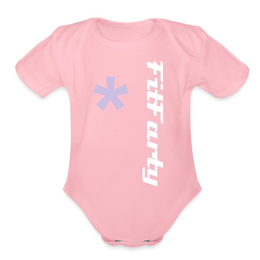 FitFarty Organic Short Sleeve Baby Bodysuit - light pink