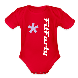 FitFarty Organic Short Sleeve Baby Bodysuit - red