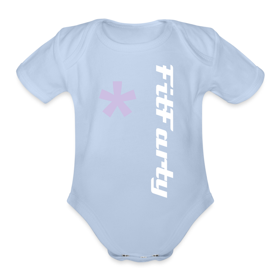 FitFarty Organic Short Sleeve Baby Bodysuit - sky