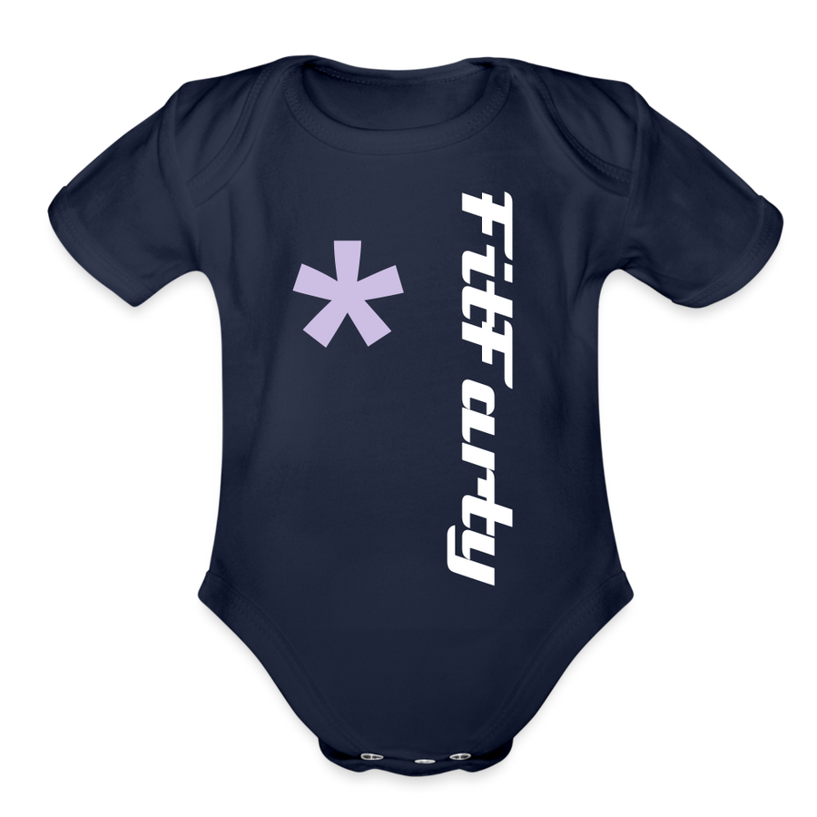 FitFarty Organic Short Sleeve Baby Bodysuit - dark navy