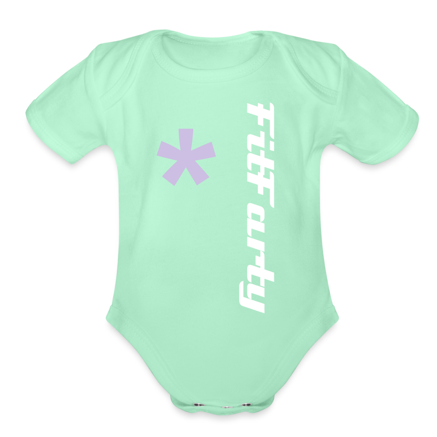 FitFarty Organic Short Sleeve Baby Bodysuit - light mint